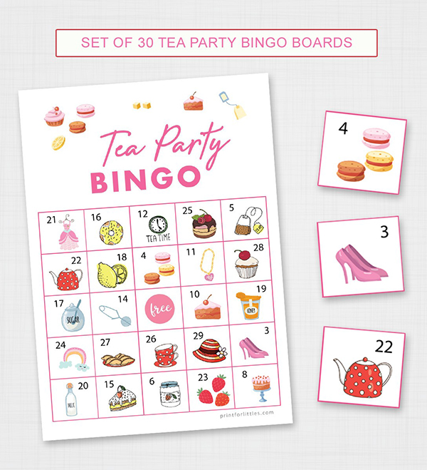 Printable Tea Party Bingo Cards