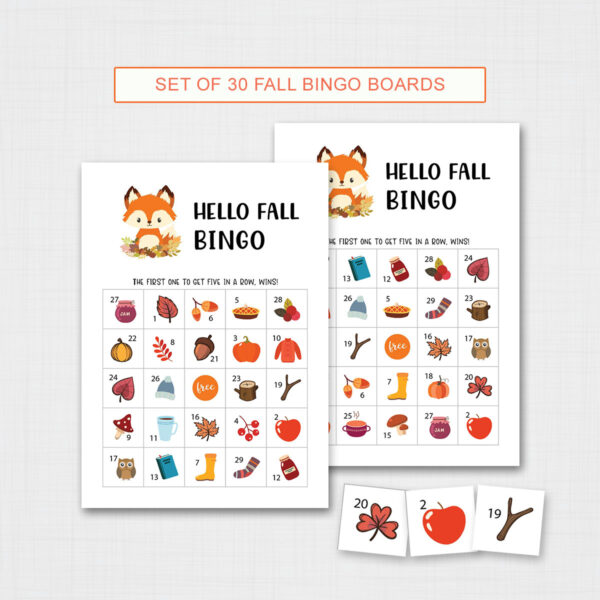 30 Hello Fall Bingo Cards Printable