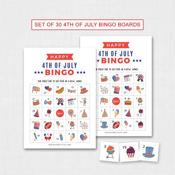 4th of July Bingo Cards Printable